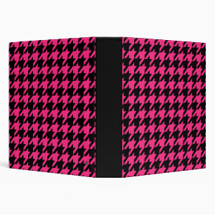 Pink Black Houndstooth Check Binder