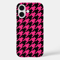 Pink Black Houndstooth Plaid 