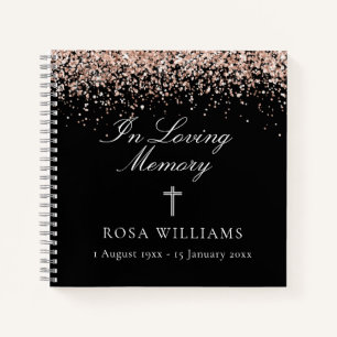 Pink Black In Loving Memory Funeral Guest Book