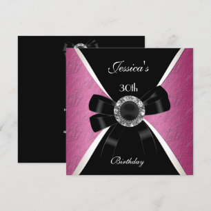 Pink Black Invitation White 30th Birthday 2
