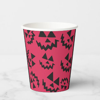 Pink & black Jack o’ lantern faces Paper Cups