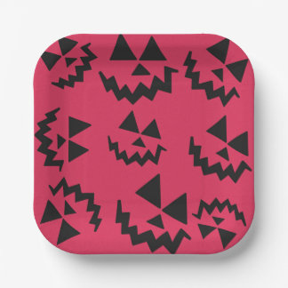 Pink & black Jack o’ lantern faces Paper Plate