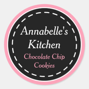 Pink Black Kitchen Baking Gift Tags Stickers