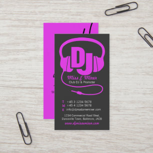 Pink & black ladies DJ promoter business card