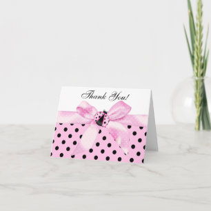 Pink Black Ladybug Thank You Cards