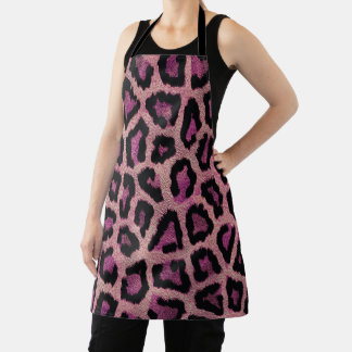 Pink Black Leopard Animal Print Apron