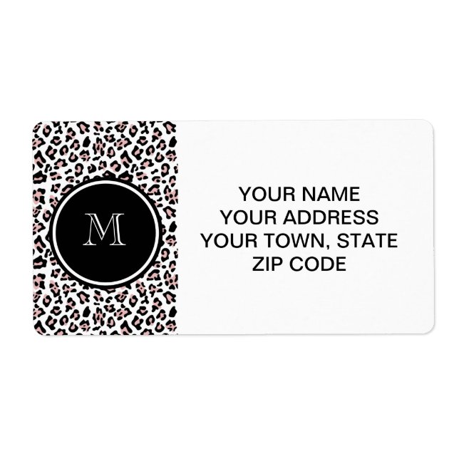 Pink Black Leopard Animal Print with Monogram (Front)