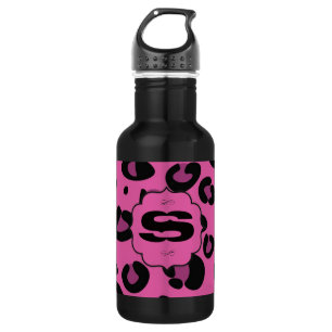 Pink Black Leopard Cheetah 32. oz. 532 Ml Water Bottle