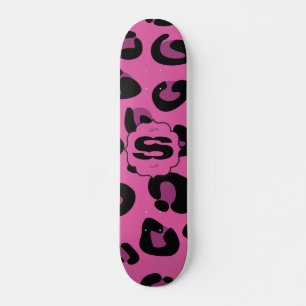 Pink Black Leopard Cheetah Mini Skateboard