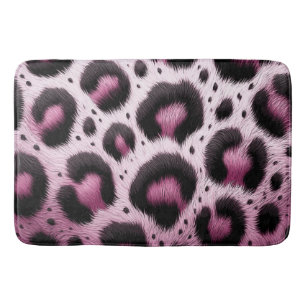 Pink & Black Leopard Fur Animal Print Spots Bath Mat