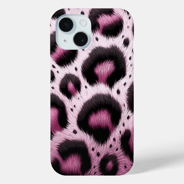 Pink & Black Leopard Fur Animal Print Spots  Case-Mate iPhone Case (Back)