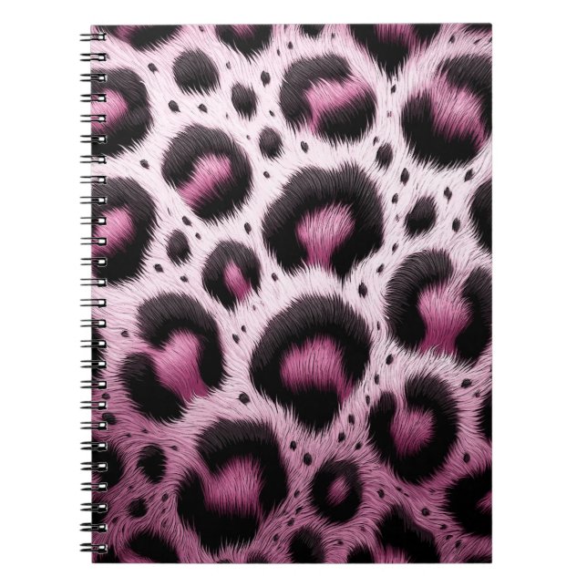Pink & Black Leopard Fur Animal Print Spots  Notebook (Front)