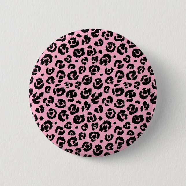 Pink Black Leopard Print 2 Inch Round Button (Front)