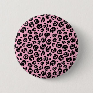Pink Black Leopard Print 2 Inch Round Button