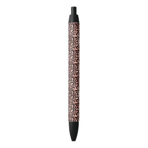 Pink Black Leopard Print Black Ink Pen