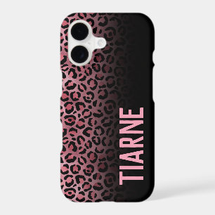 Pink & Black Leopard Print Custom Name Case-Mate i