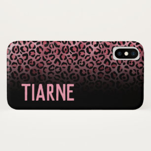 Pink & Black Leopard Print Custom Name Case-Mate i iPhone Case