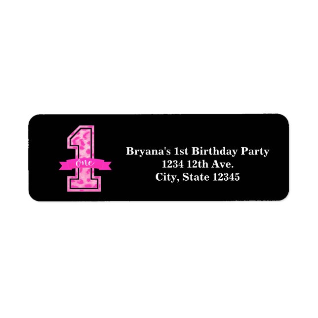 Pink & Black Leopard Print One 1st Birthday Party (Front)
