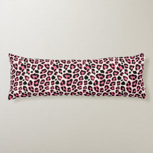 Pink & Black Leopard Print Pattern Body Pillow