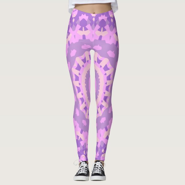 Pink Black Light Trance Mandala LuLaRoe Yoga Leggings (Front)
