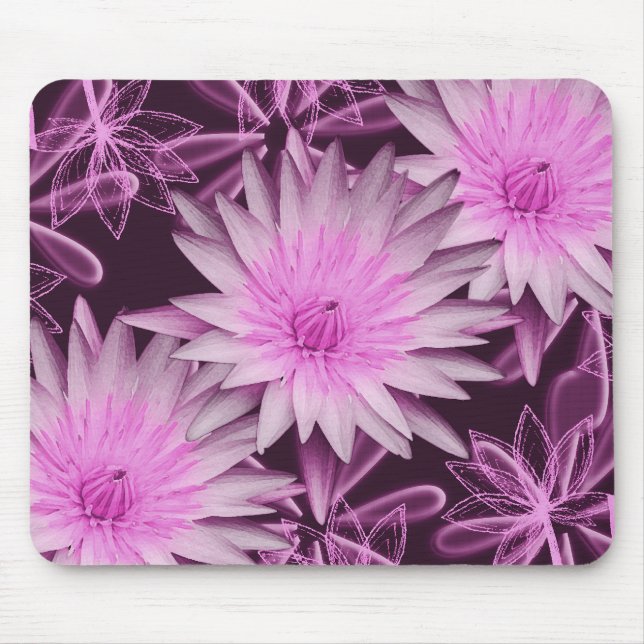 Pink black lilly flower mouse pad (Front)