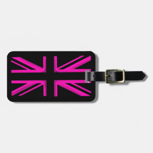 Pink black London flag stylish luggage tag