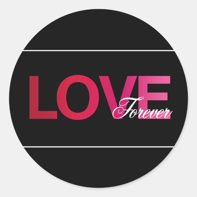 Pink Black Love Forever Wedding Stickers (Front)