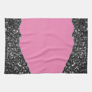PINK BLACK MARBLE AGATE Table Runner Kitchen Towel