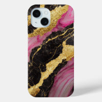 Pink Black Marble Pattern with Gold