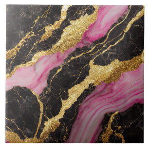 Pink Black Marble Pattern with Gold Tile