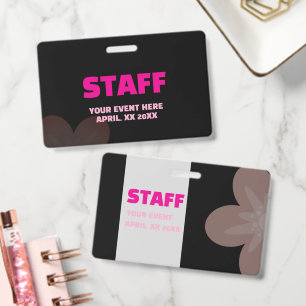 Pink Black Minimalist Custom Event VIP Access Badge