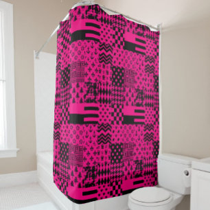 Pink Black Mixed Patterns Patchwork Design 