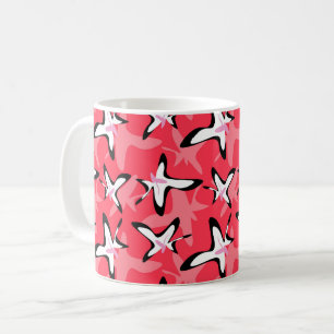 Pink black modern abstract flowers  coffee mug