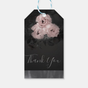 Pink & Black Modern Glam Floral Chic Favour Gift Tags