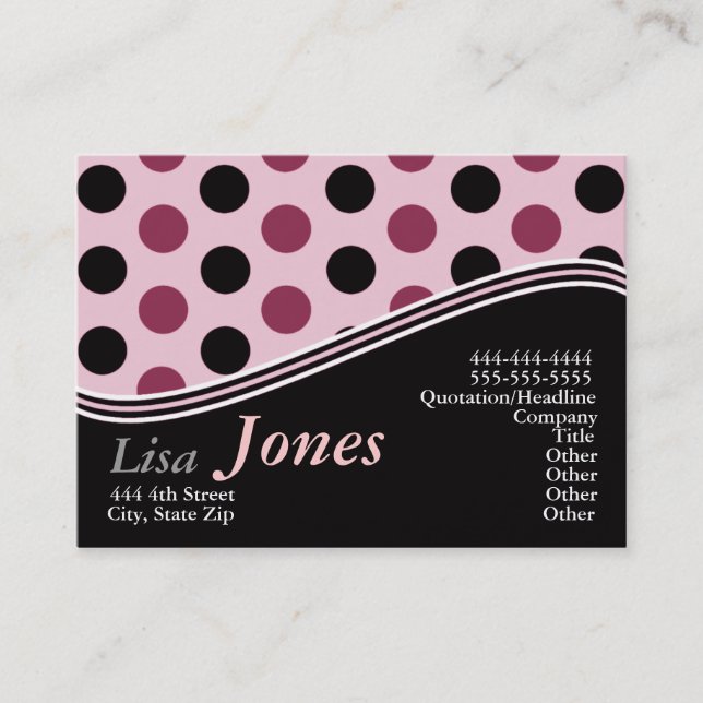 Pink & Black Monogram Business Cards (Front)