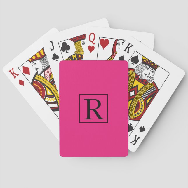 Pink Black Monogram Initials Cute Girly Modern Playing Cards (Back)