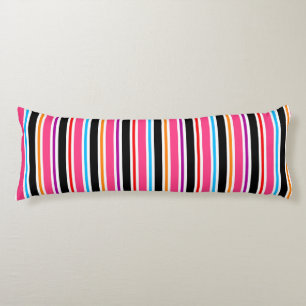 Pink Black Multi-coloured Colours Stripes Body Pillow
