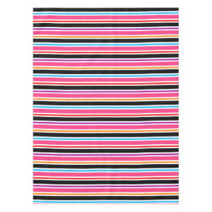 Pink Black Multi-coloured Colours Stripes Tablecloth