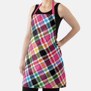 Pink Black Multicolour Flannel Plaid Tartan Apron