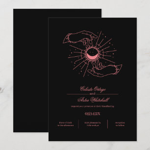 Pink & Black Mystical Hands Celestial Handfasting Invitation