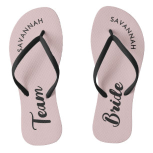 Pink Black Name Bride Bridal Party Bachelorette Flip Flops