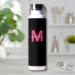 Pink Black Name Monogram Water Bottle<br><div class="desc">Create Your Own Personalized Black Pink Modern Initial Name Monogram Water Bottle. This chic and cute water bottle brings a touch of elegance to your daily routine with a sophisticated black background and a bold magenta hot pink initial—perfectly flat in colour for a modern, minimalist look—overlaid with a flowing white...</div>