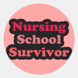 Pink Black Nursing School Survivor Classic Round Sticker