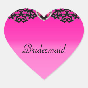 Pink & Black Ornate Heart Pendant Wedding Sticker