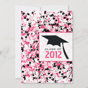 Pink & Black Paint Splatter 2012 Graduation Invitation
