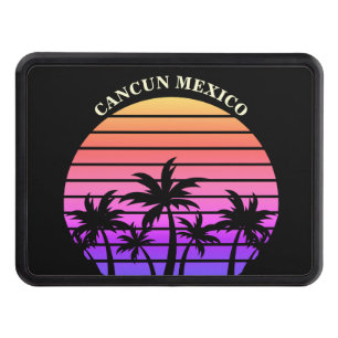 Pink Black Palm Trees Tropical Beach Town Custom Trailer Hitch Cover