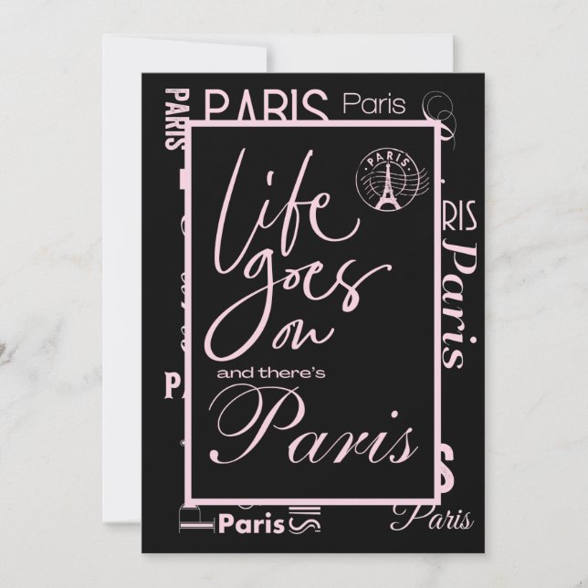Pink & black paris eux faire-part (Devant)