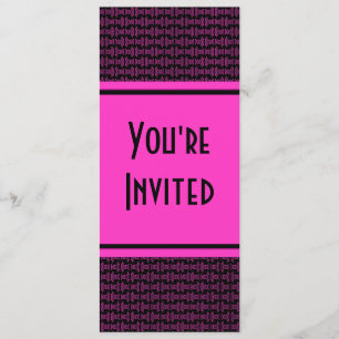 Pink black pattern party invitation