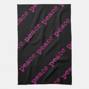 pink black peace kitchen towel
