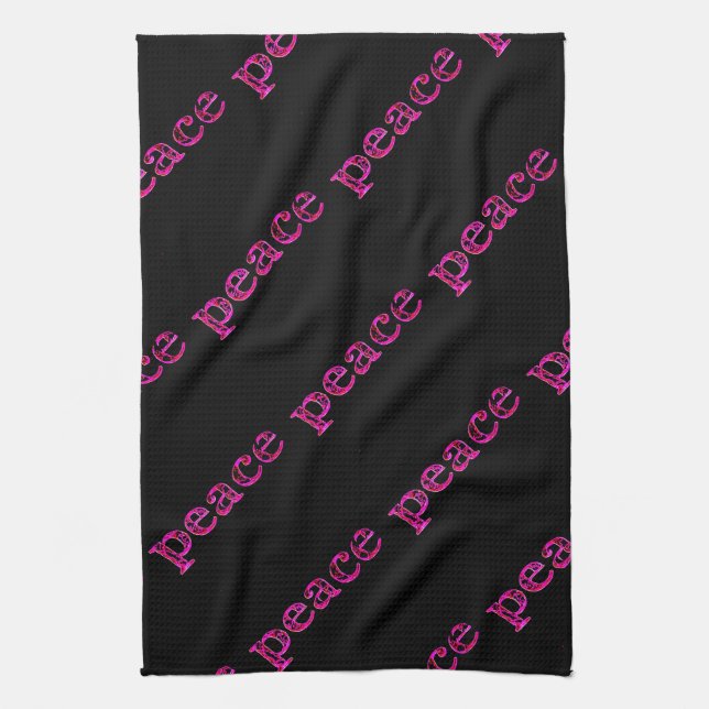 pink black peace kitchen towel (Vertical)